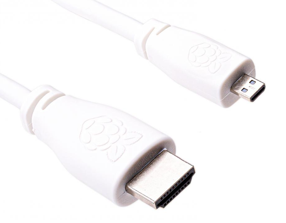 Raspberry Pi microHDMi/HDMI 1m -kaapeli (Valkoinen)